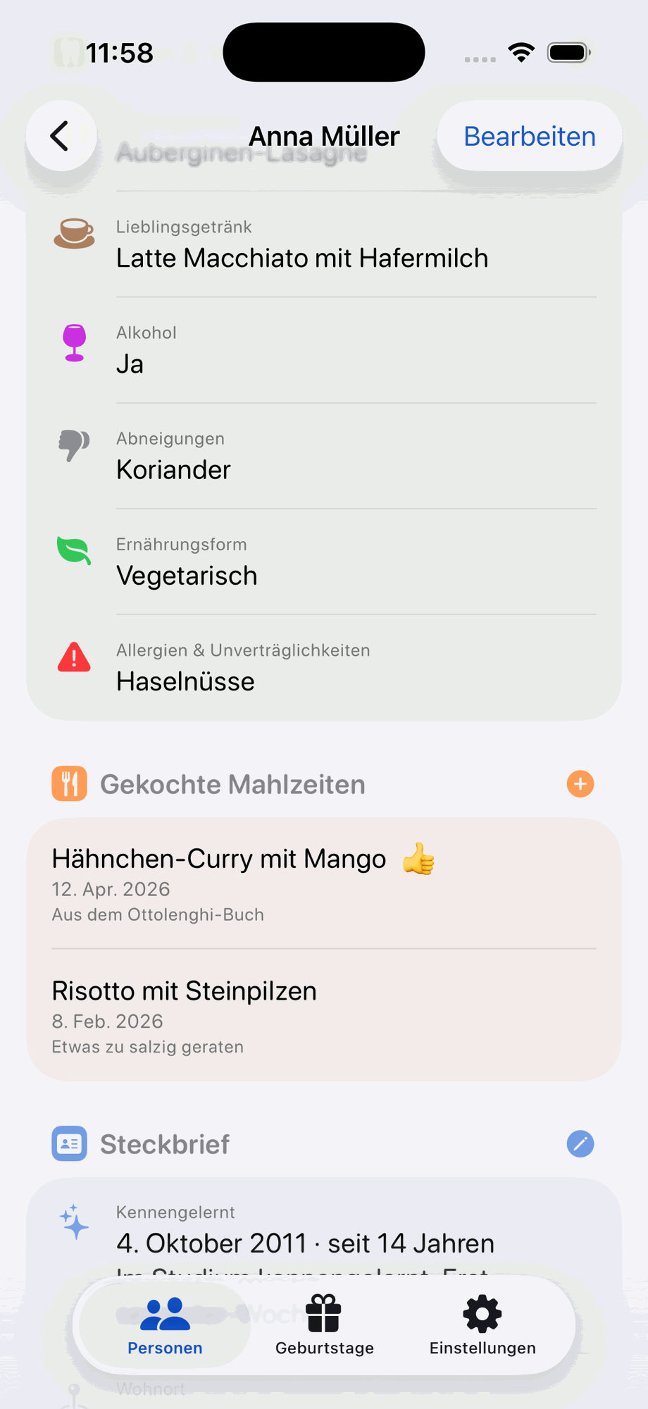 Essen und Verträglichkeiten