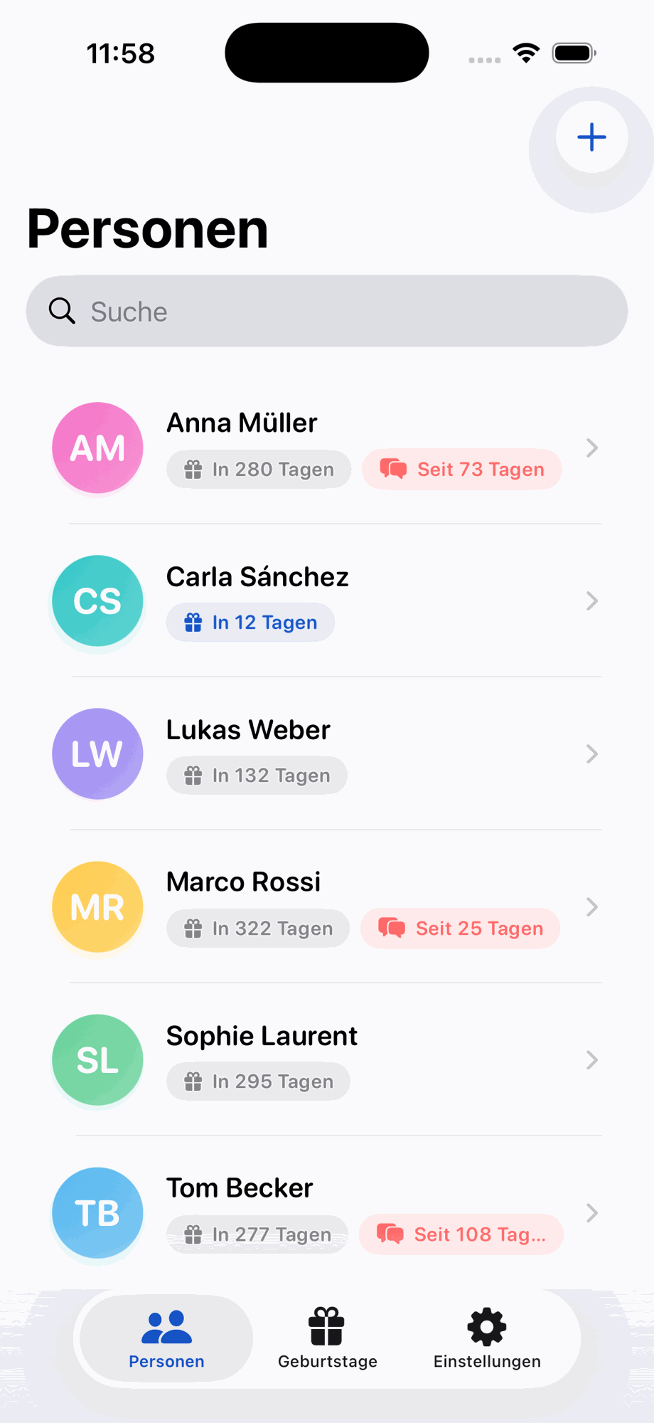 Personenliste in LinDa