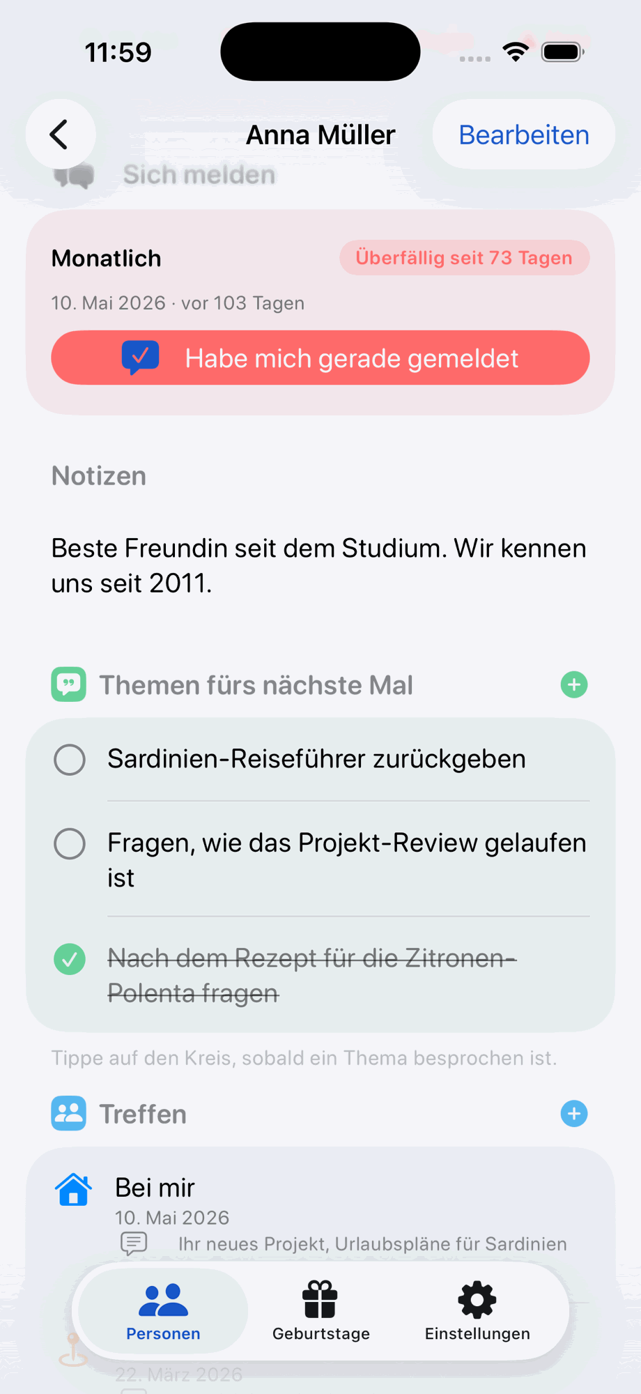 Themen und Treffen